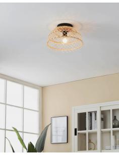 Natural brown wood ceiling lamp - EGLO Ausnby 2
