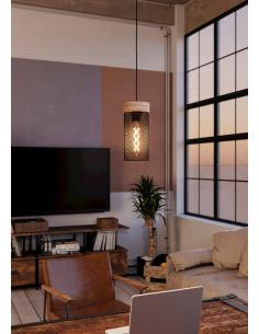 Black steel pendant lamp with wood - EGLO Kilnsdale 2
