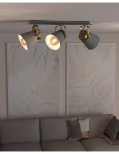 Foco 3 luces acero gris y dorado para techo - Eglo Twick 2