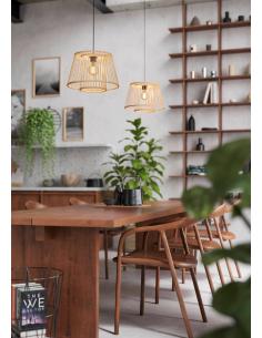 Brown wooden pendant lamp - EGLO Hykeham 2