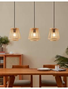 Lámpara colgante 3 luces madera marrón - Eglo Hykeham 2