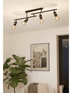 Lámpara de techo 4 luces focos acero negro - Eglo Lurone 2
