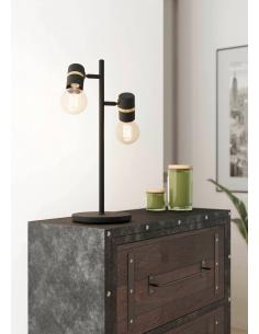 Lámpara de mesa 2 luces focos acero negro - Eglo Lurone 2