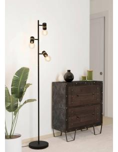 Lámpara de pie 3 luces focos acero negro - Eglo Lurone 2