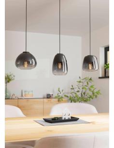 Hanging lamp 3 lights smoked steel - EGLO Aguilares 2
