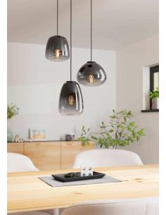 Hanging lamp 3 lights smoked steel - EGLO Aguilares 2