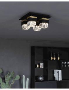 Lámpara de techo 4 luces acero y cristal - Eglo Barrancas 2