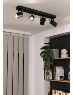 Foco 4 luces orientables GU10 acero negro - Eglo Sorego 2