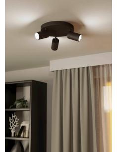 3-light GU10 black steel spotlight - EGLO Telimbelaz 2