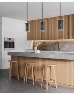 Lámpara colgante 3 luces cristal negro - Eglo Pintotextil2 2