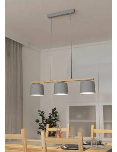 3-light pendant lamp gray wood - EGLO Mariel 2