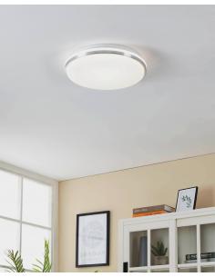 Round white chrome LED ceiling light Ø34 cm - EGLO Pinetto 2