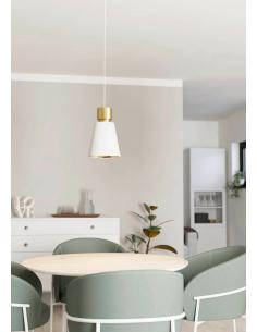 White textile pendant lamp with gold- EGLO Aglientina 2