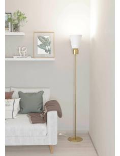 Lámpara de pie textil blanco con dorado - Eglo Aglientina 2