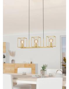 Lámpara colgante 3 luces acero dorado - Eglo Cumiole 2