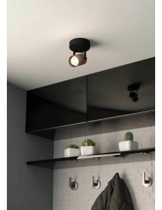 Foco GU10 madera marrón base negra - Eglo Cayuca 2