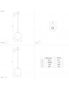 Lámpara colgante cristal opalino mate Ø30 cm - Eglo Rondo3 2