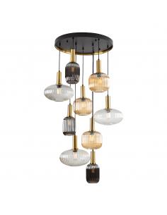 9 light Black-Brass Lamp -...