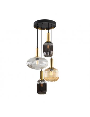 Black-Brass 4-light lamp - SCHULLER...