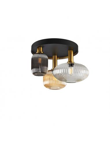 3-light Black-Brass ceiling light -...