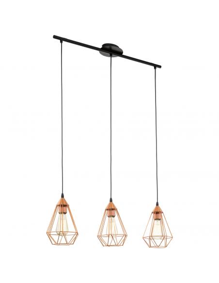 EGLO 94195 - TARBES Copper Pendant Lamp in Black Steel and Steel