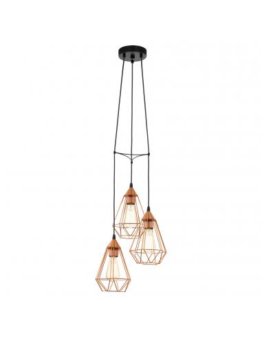 EGLO 94196 - TARBES Copper Pendant Lamp in Black Steel and Steel