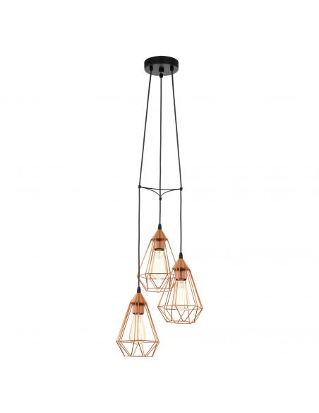 EGLO 94196 - TARBES Copper Pendant Lamp in Black Steel and Steel