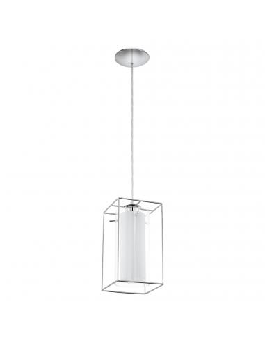 EGLO 94377 - LONCINO 1 Crystal pendant lamp in Chrome Steel and Glass, satin glass