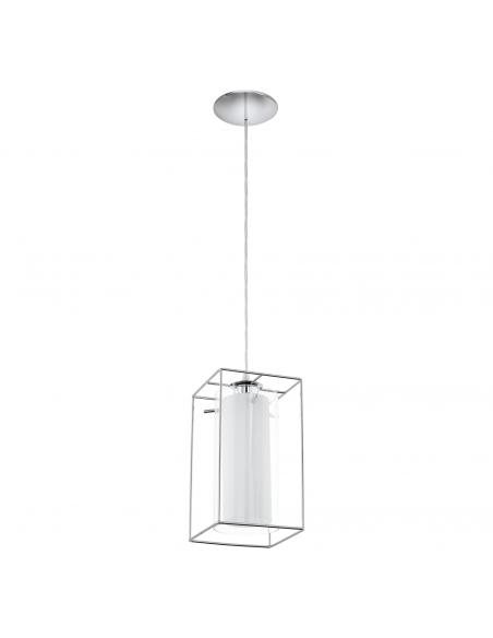 EGLO 94377 - LONCINO 1 Crystal pendant lamp in Chrome Steel and Glass, satin glass