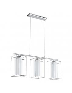 EGLO 94378 - LONCINO 1 Crystal pendant lamp in Chrome Steel and Glass, satin glass