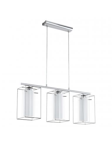 EGLO 94378 - LONCINO 1 Crystal pendant lamp in Chrome Steel and Glass, satin glass