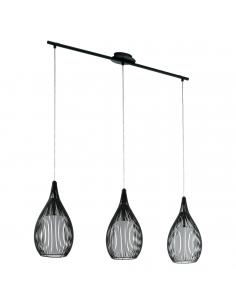 EGLO 94389 - RAZONI Crystal Pendant Lamp in Black Steel and Satin Glass, Steel