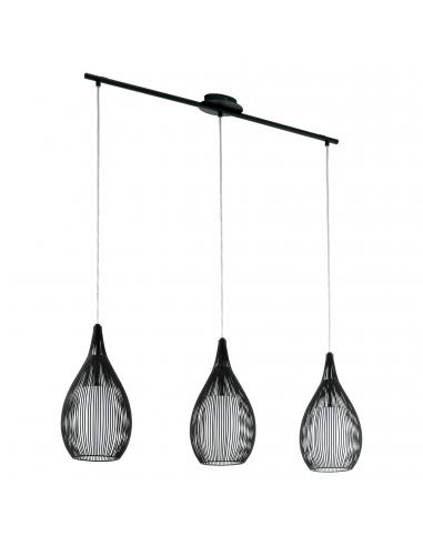 EGLO 94389 - RAZONI Crystal Pendant Lamp in Black Steel and Satin Glass, Steel