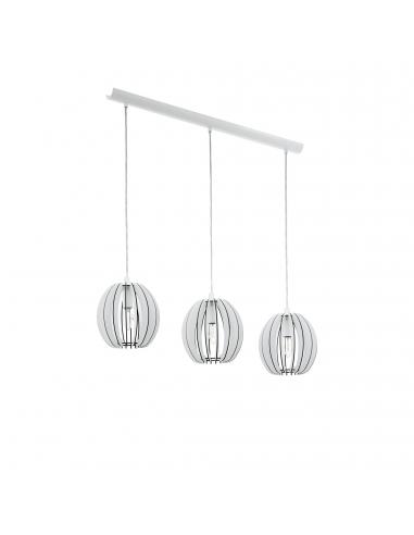 EGLO 94444 - COSSANO Wooden Pendant Lamp in White Steel and Wood