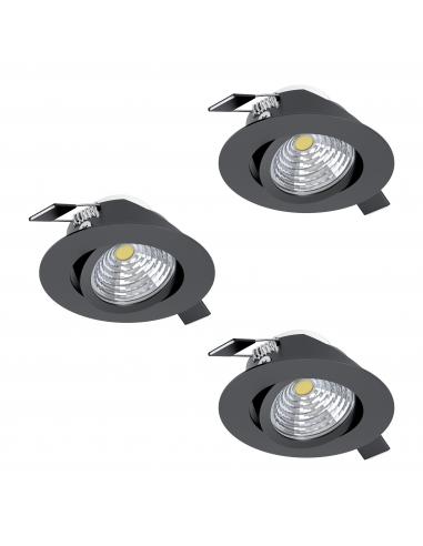 Black aluminum LED recessed lamp Ø9 cm - EGLO Saliceto