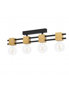 4-light ceiling lamp black wood - EGLO Levantaa