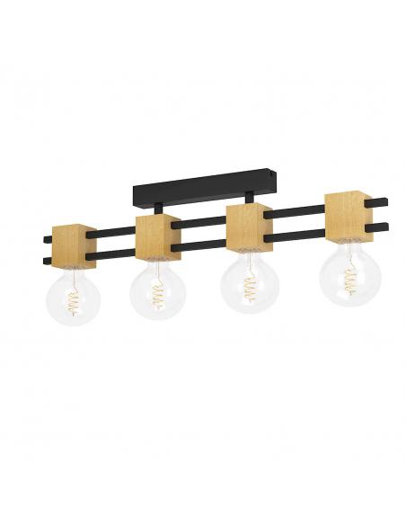 4-light ceiling lamp black wood - EGLO Levantaa