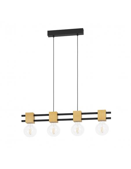 4-light hanging lamp black wood - EGLO Levantaa