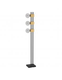3-light black wood floor lamp - EGLO Levantaa