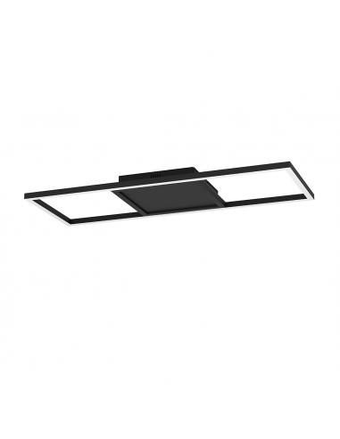 Plafón LED alargado negro 64 cm -...
