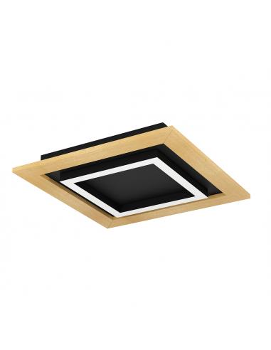Square LED ceiling light wood 37 cm -...