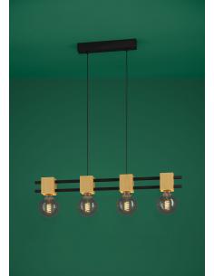 4-light hanging lamp black wood - EGLO Levantaa 2