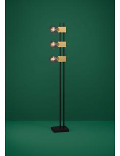 3-light black wood floor lamp - EGLO Levantaa 2