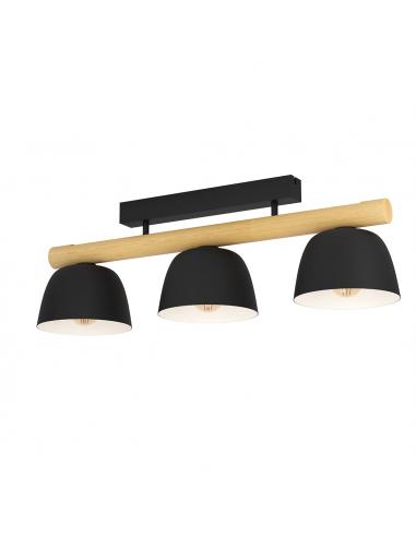 3-light ceiling lamp steel and wood - EGLO Sherburn