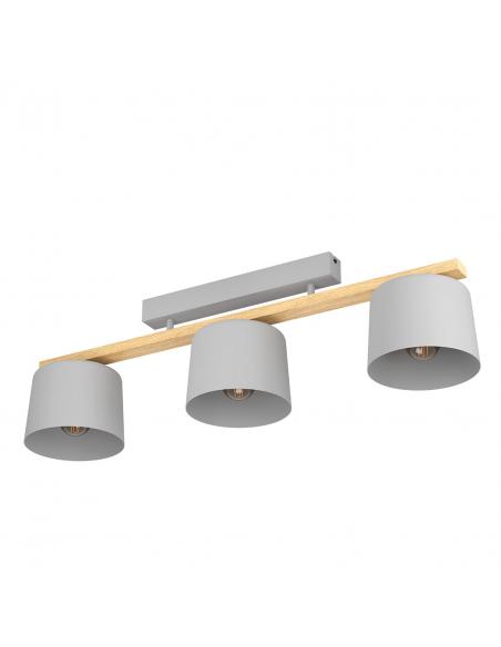 3-light gray wood ceiling lamp - EGLO Mariel