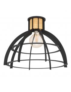 Black steel ceiling lamp with wood - EGLO Stillington