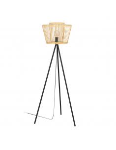 Brown wooden floor lamp - EGLO Hykeham