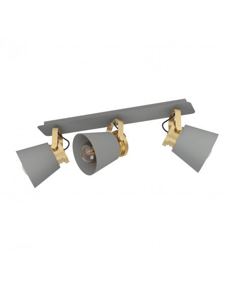 3-light gray and gold steel ceiling spotlight - EGLO Twick
