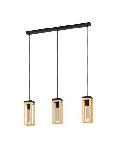 3-light pendant lamp black steel - EGLO Nafferton