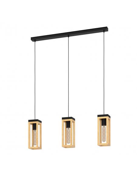 3-light pendant lamp black steel - EGLO Nafferton
